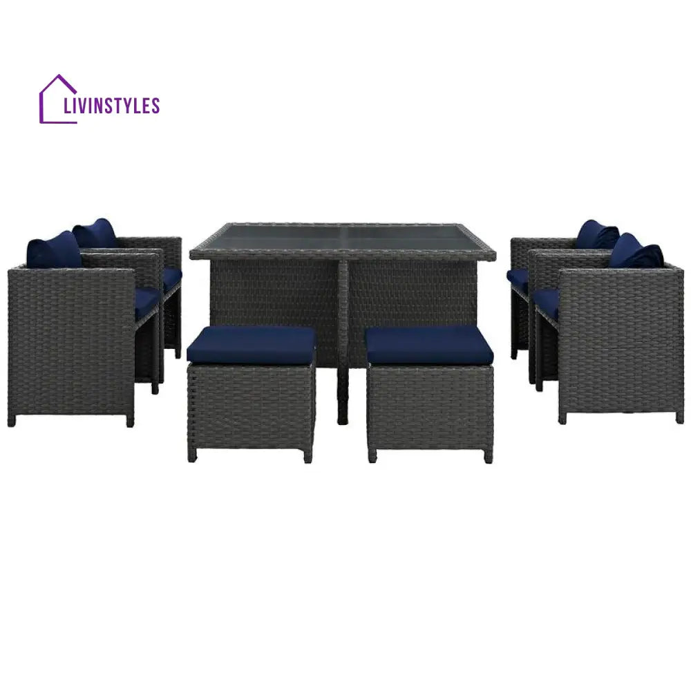 Teodoro Outdoor Patio Dining Set 4 Chairs 4 Ottoman and 1 Table (﻿Grey) - Dining sets