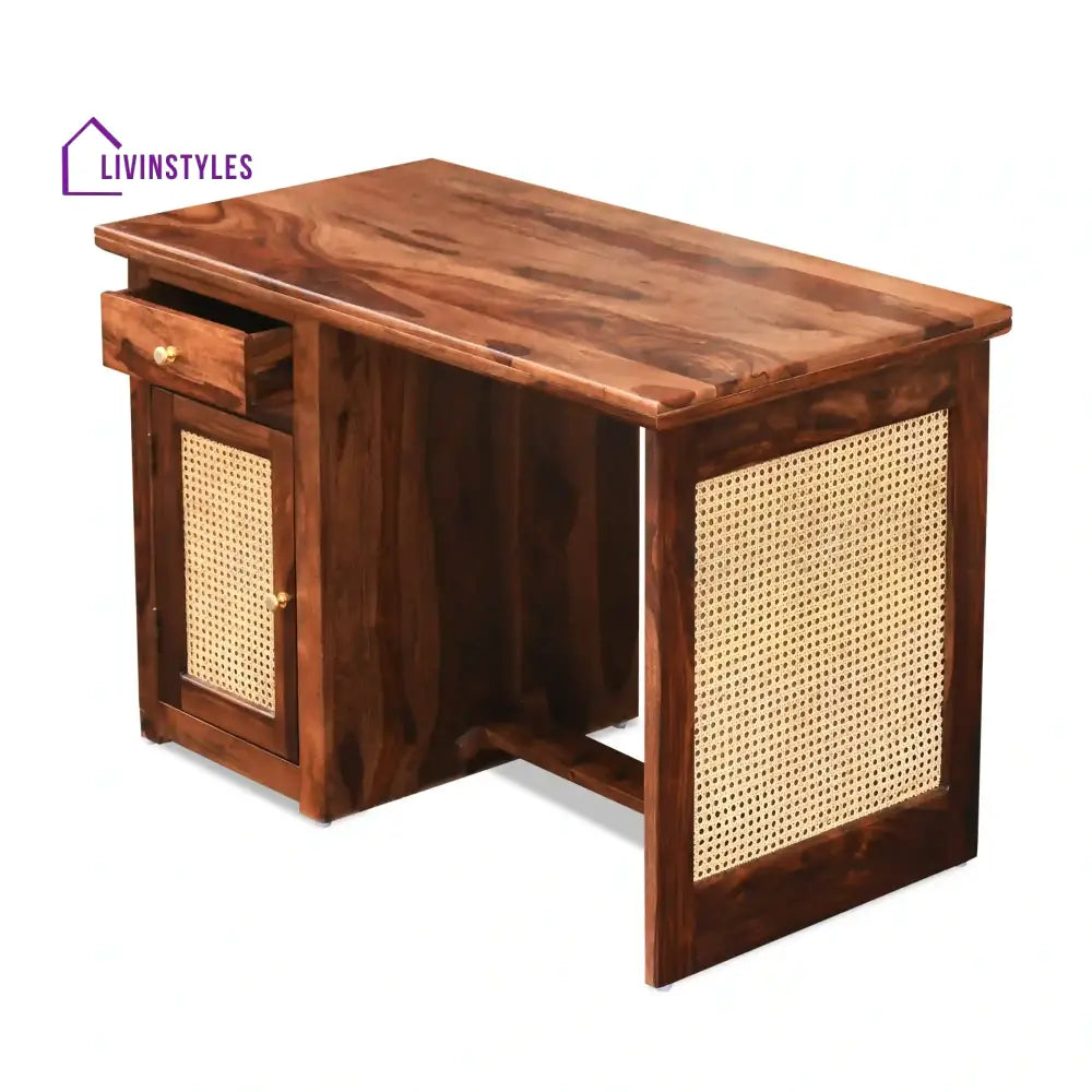 Teresa Rattan Sheesham Wood Cane Study Table Study Table
