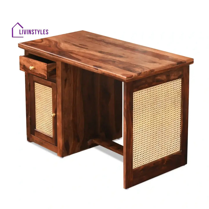 Teresa Rattan Sheesham Wood Cane Study Table Study Table
