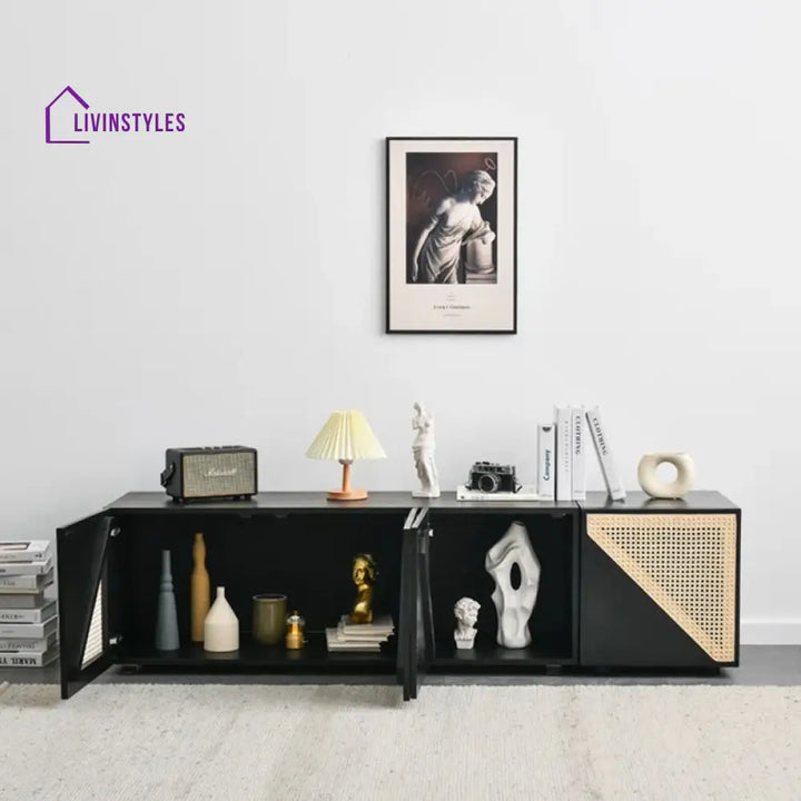 Terra Black Finish Tv Unit Stand for Living Room