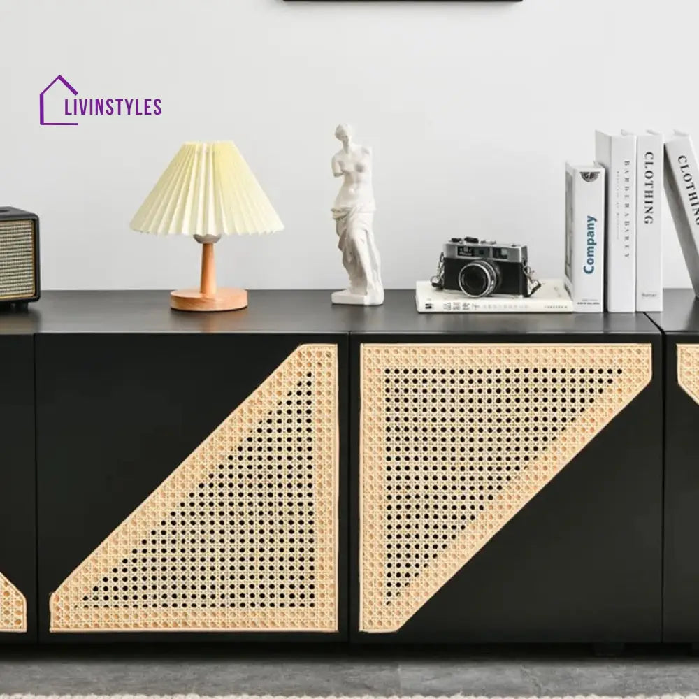 Terra Black Finish Tv Unit Stand for Living Room