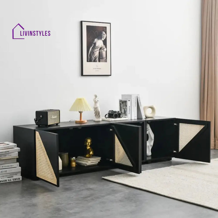 Terra Black Finish Tv Unit Stand for Living Room