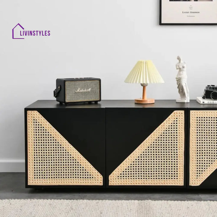 Terra Black Finish Tv Unit Stand for Living Room