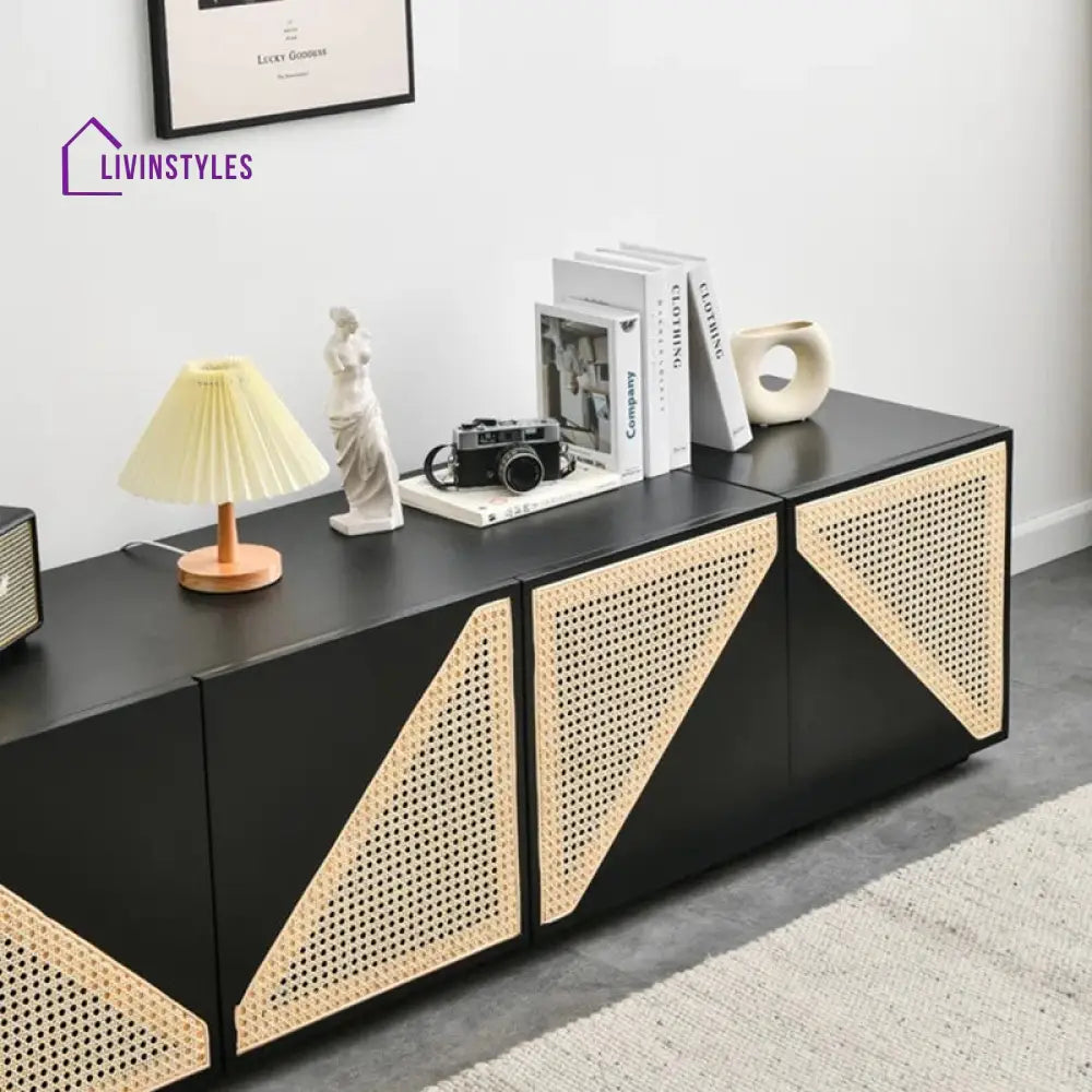 Terra Black Finish Tv Unit Stand for Living Room