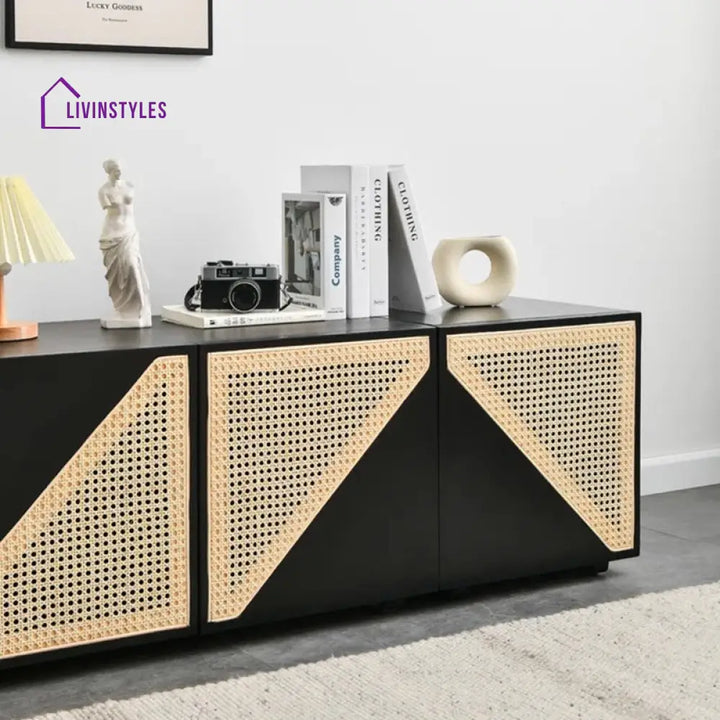 Terra Black Finish Tv Unit Stand for Living Room