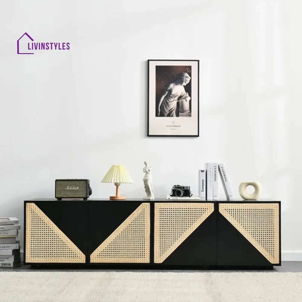 Terra Black Finish Tv Unit Stand for Living Room