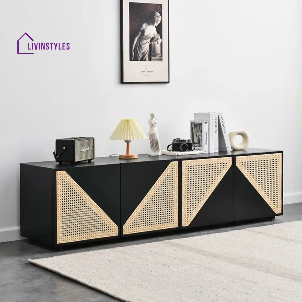 Terra Black Finish Tv Unit Stand for Living Room