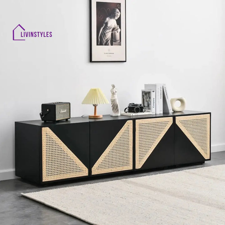 Terra Black Finish Tv Unit Stand for Living Room