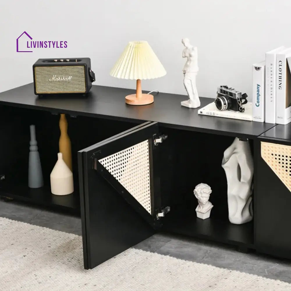 Terra Black Finish Tv Unit Stand for Living Room