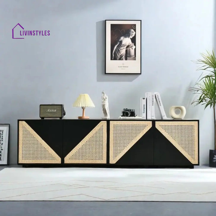 Terra Black Finish Tv Unit Stand for Living Room