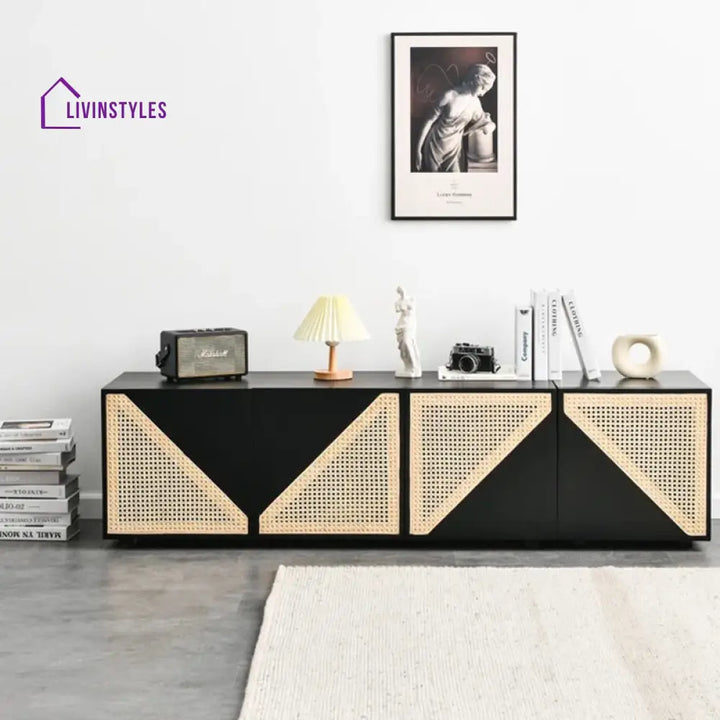 Terra Black Finish Tv Unit Stand for Living Room