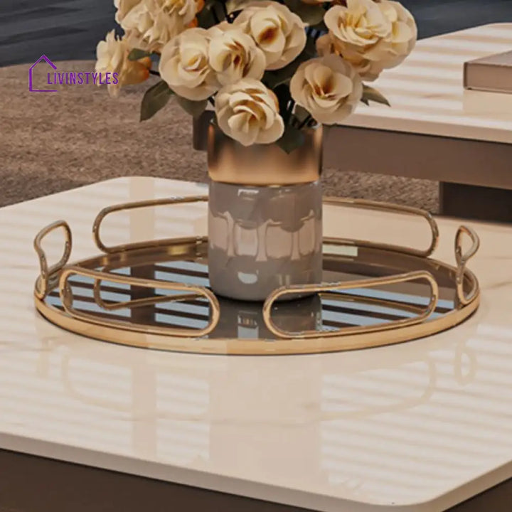 Terra Stainless Steel Coffee Table Set | Square Shaped | Ceramic Composite Marble - Set of 2