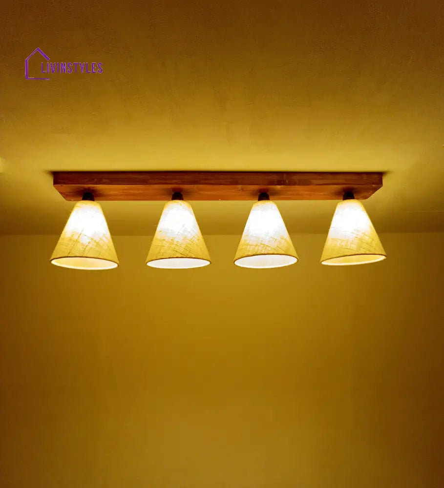 Terzo Brown Wooden 4 Series Ceiling Lamp Lights