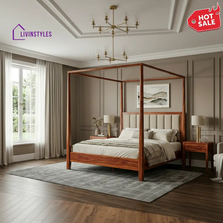 Tessa Sheesham Wood Poster Bed Without Storage