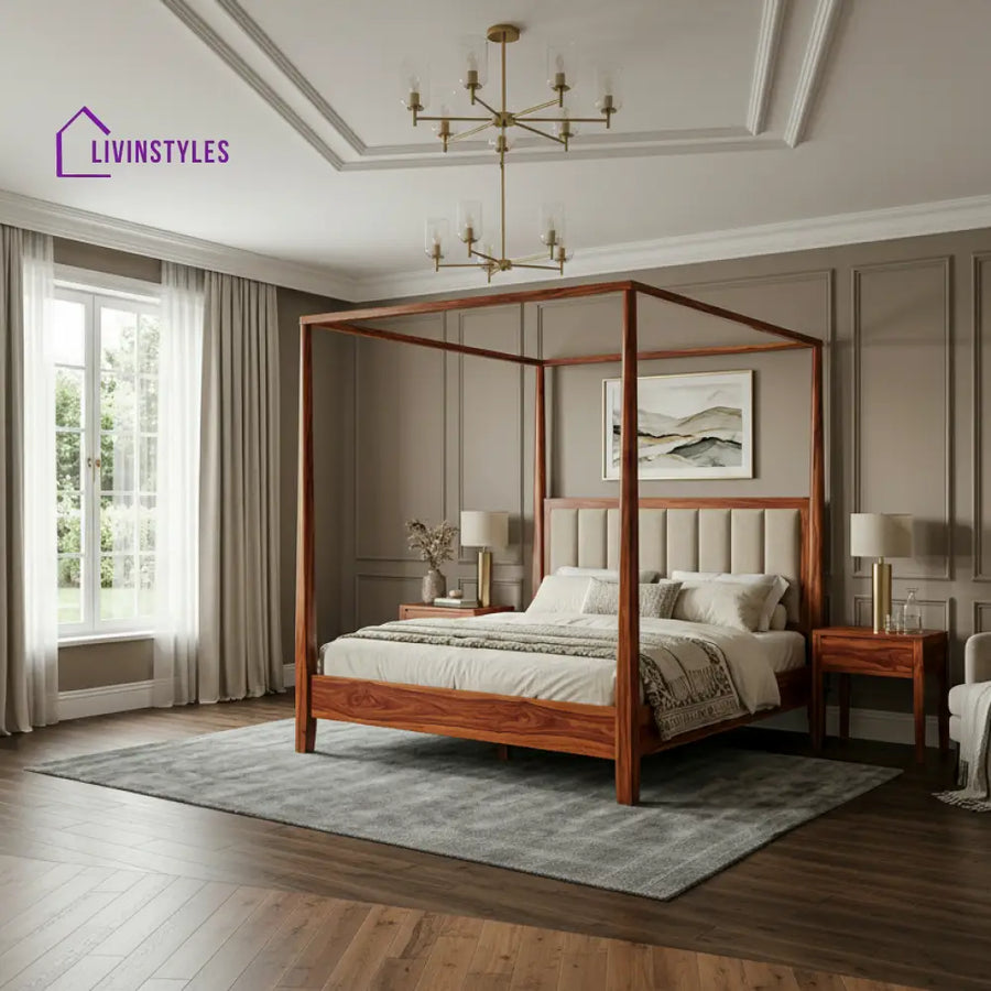Tessa Sheesham Wood Poster Bed Without Storage