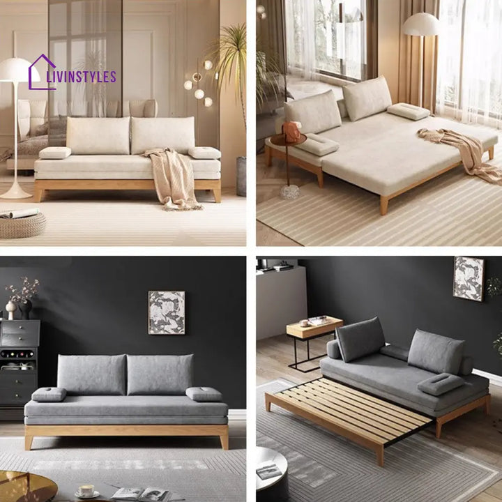 Japandi Movable Back Cushions Pull Out Sofa Bed SOFA BED