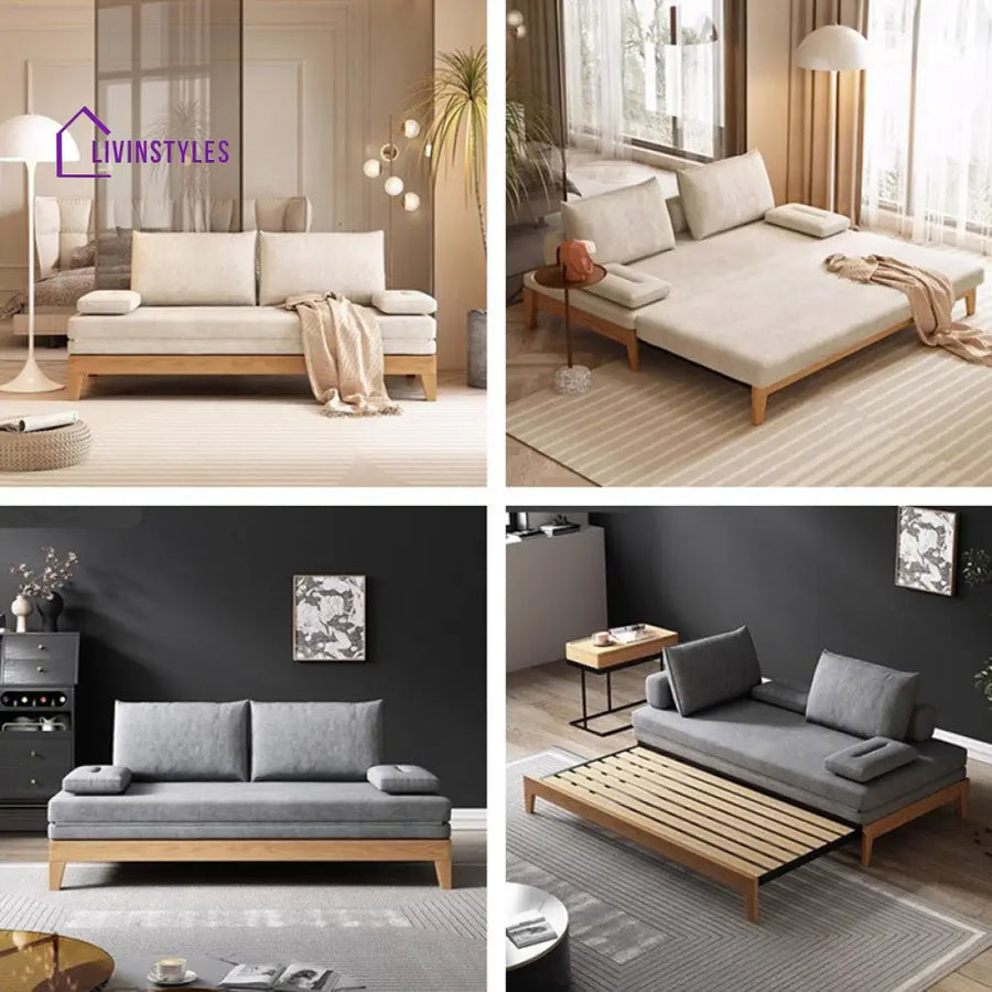 Japandi Movable Back Cushions Pull Out Sofa Bed SOFA BED