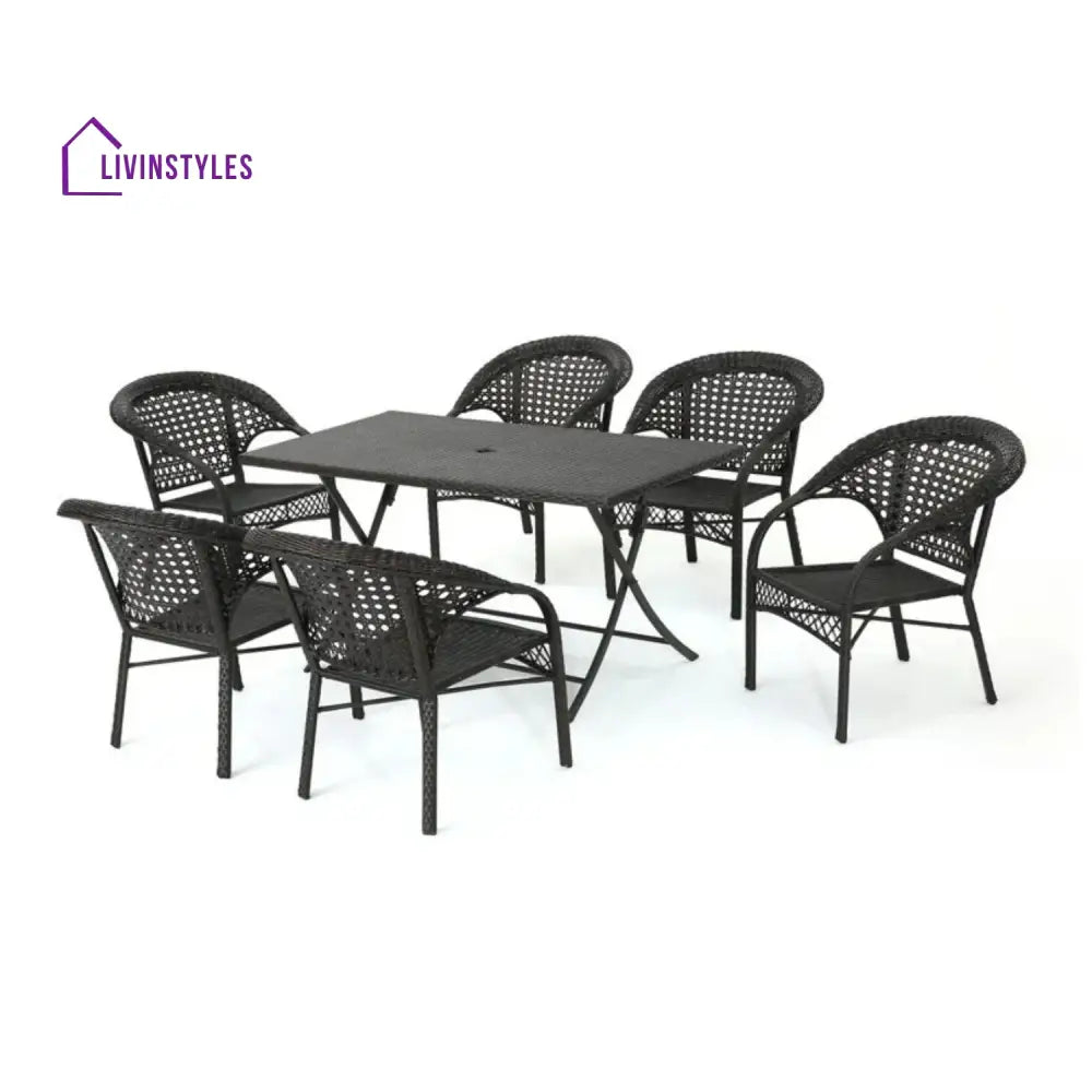 Thalia 7-Piece Outdoor Rattan Wicker Dining Table Set - Dining Set