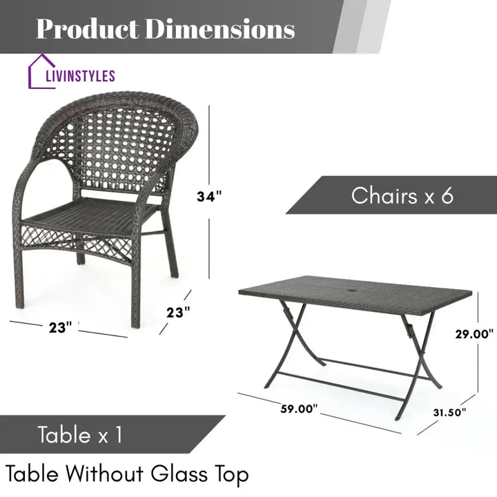 Thalia 7-Piece Outdoor Rattan Wicker Dining Table Set - Dining Set