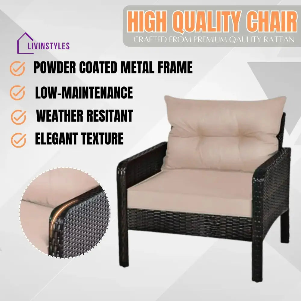 Thalia Outdoor Wicker 5-Piece Patio Sofa Set - Patio Sofa Set