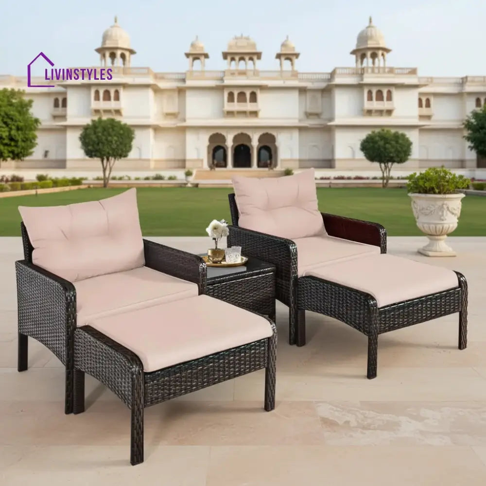 Thalia Outdoor Wicker 5-Piece Patio Sofa Set - Patio Sofa Set