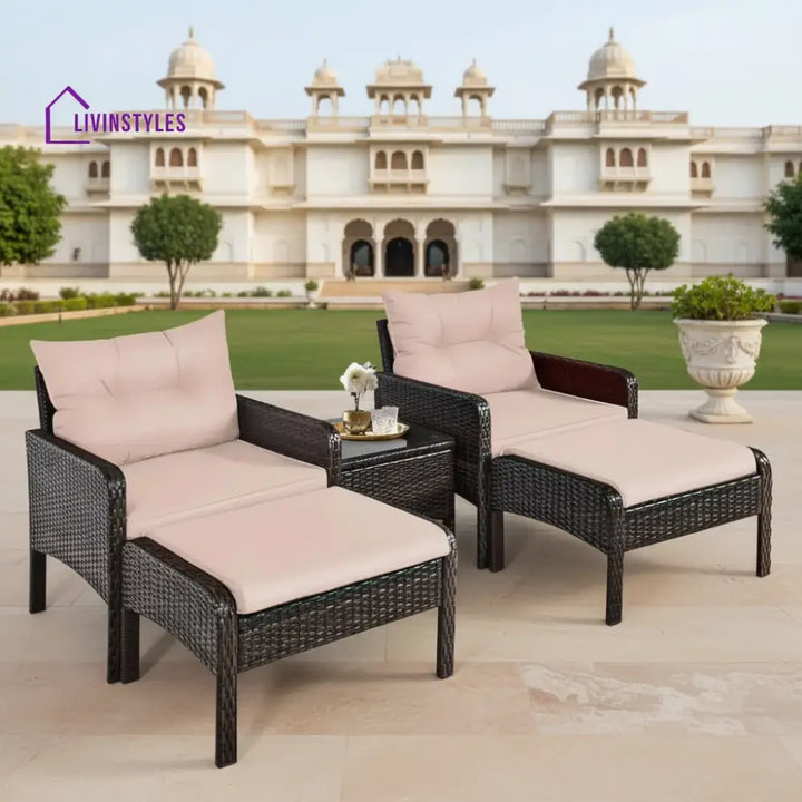 Thalia Outdoor Wicker 5-Piece Patio Sofa Set - Patio Sofa Set