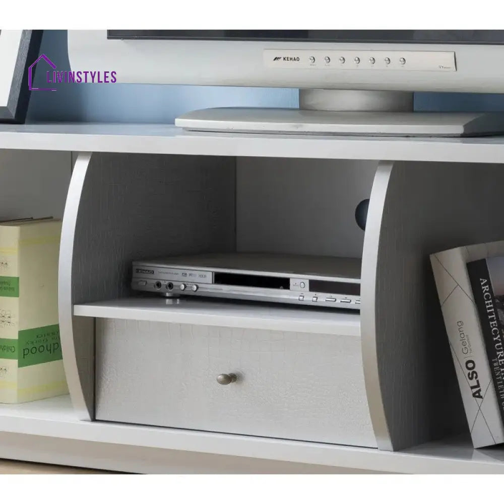 Thalia White Finish Tv Unit Stand for Living Room