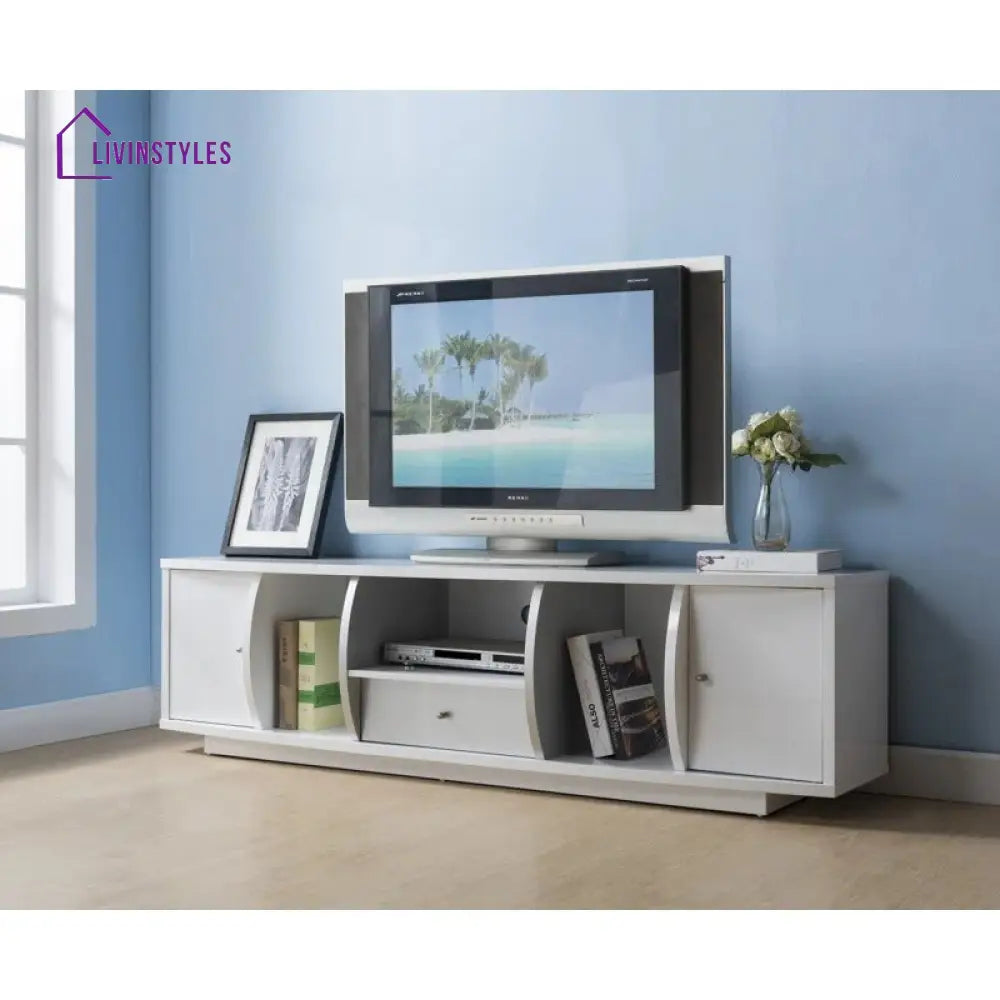 Thalia White Finish Tv Unit Stand for Living Room