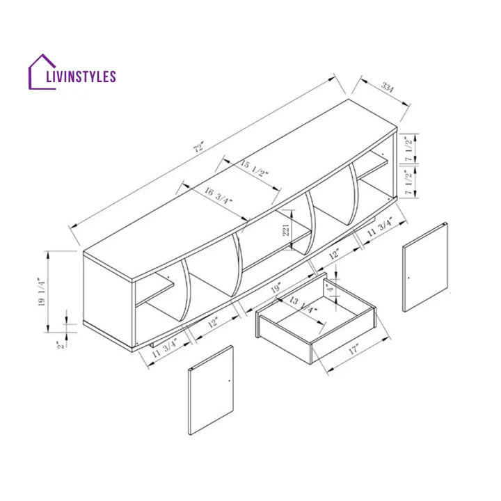 Thalia White Finish Tv Unit Stand for Living Room