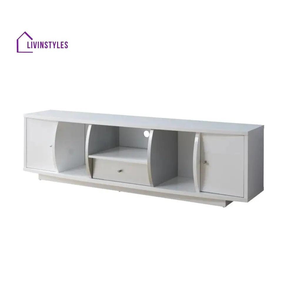 Thalia White Finish Tv Unit Stand for Living Room