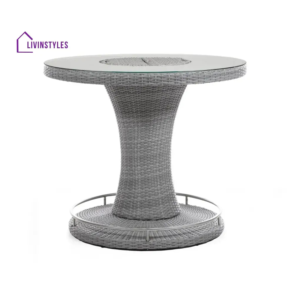Thandi 7-Piece Outdoor Rattan Wicker Bar Set with Round Glass Top Table - Bar Set