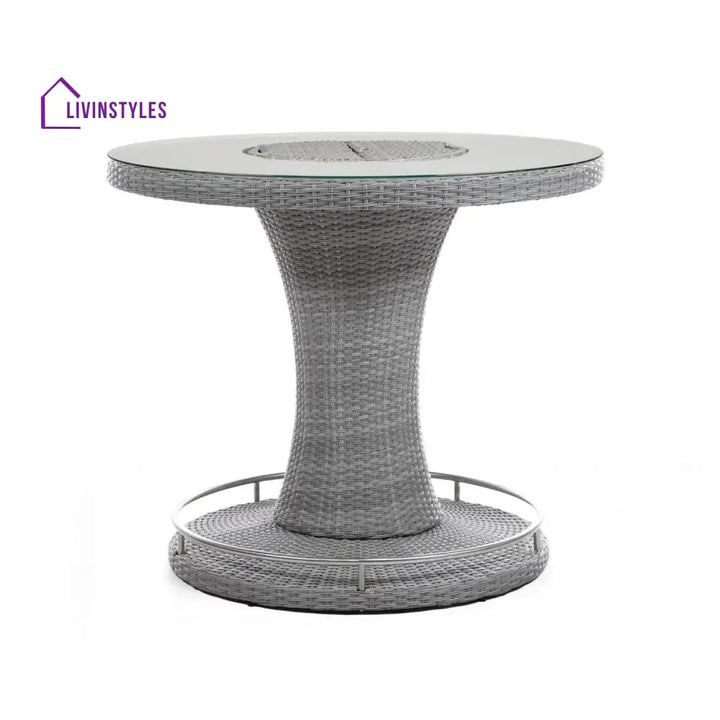 Thandi 7-Piece Outdoor Rattan Wicker Bar Set with Round Glass Top Table - Bar Set