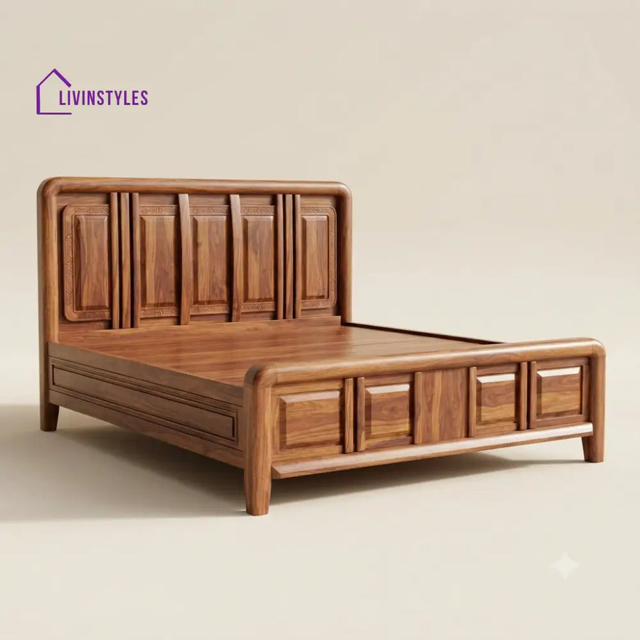 Thanuja Sheesham Wood Bed With Box Storage | Wooden Bed