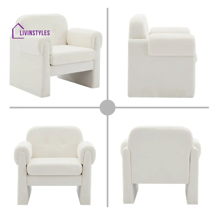 Thanya Solid Wood and Fabric Arm Chair | Living Room Chair | Lounge Chair