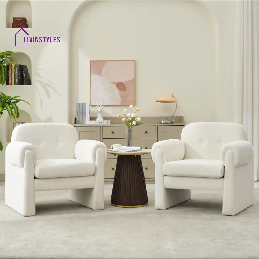 Thanya Solid Wood and Fabric Arm Chair | Living Room Chair | Lounge Chair