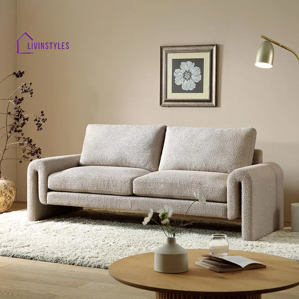 Hampstead Taupe Boucle Curved 3-Seater Sofa Sofas