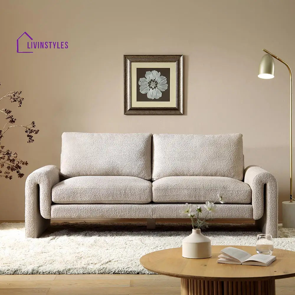 Hampstead Taupe Boucle Curved 3-Seater Sofa Sofas