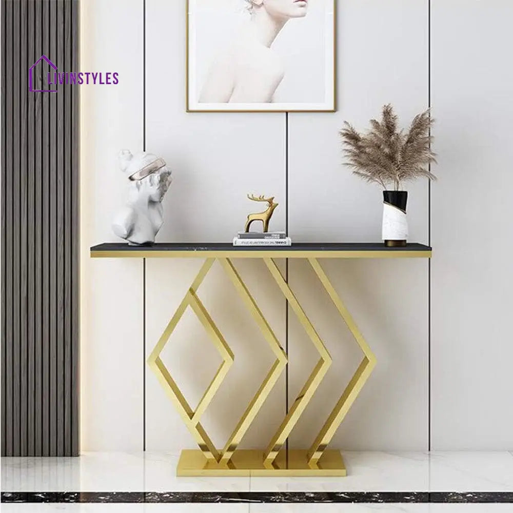The Essence Of Style Black Marble Golden Console Table