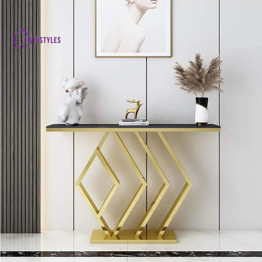 The Essence Of Style Black Marble Golden Console Table