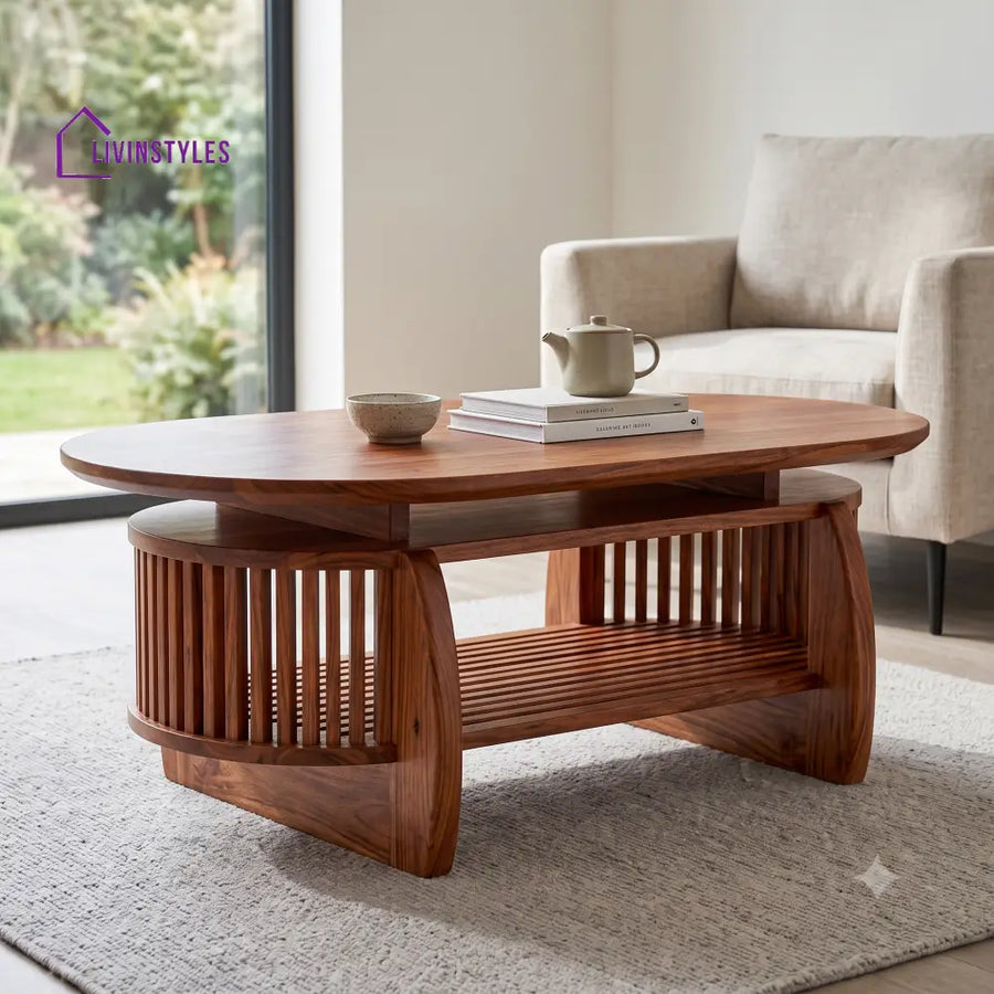 Théa Wooden Coffee Table for Living Room | Tea Table | Teapoy | Center table