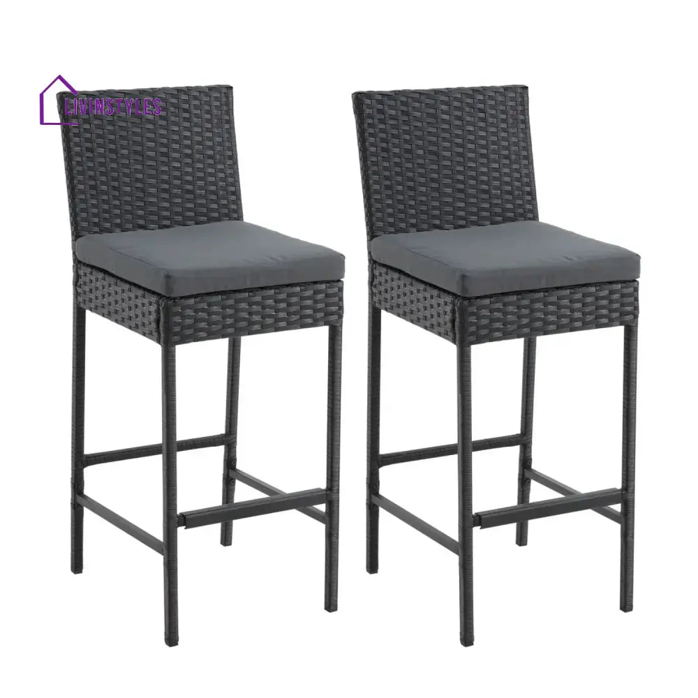 Thekla Outdoor Rattan Wicker Bar Chairs Set of 2 - Bar Chairs