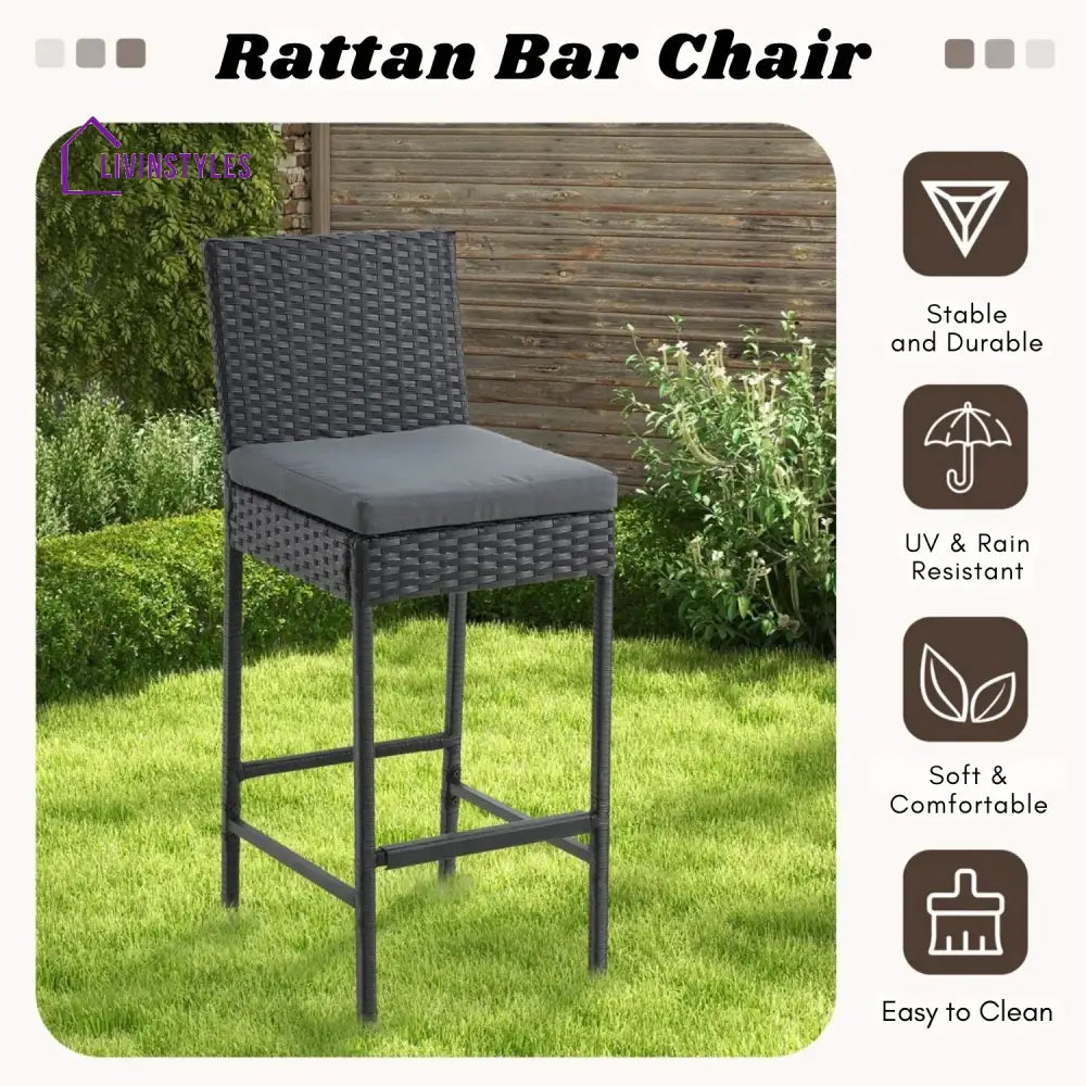 Thekla Outdoor Rattan Wicker Bar Chairs Set of 2 - Bar Chairs