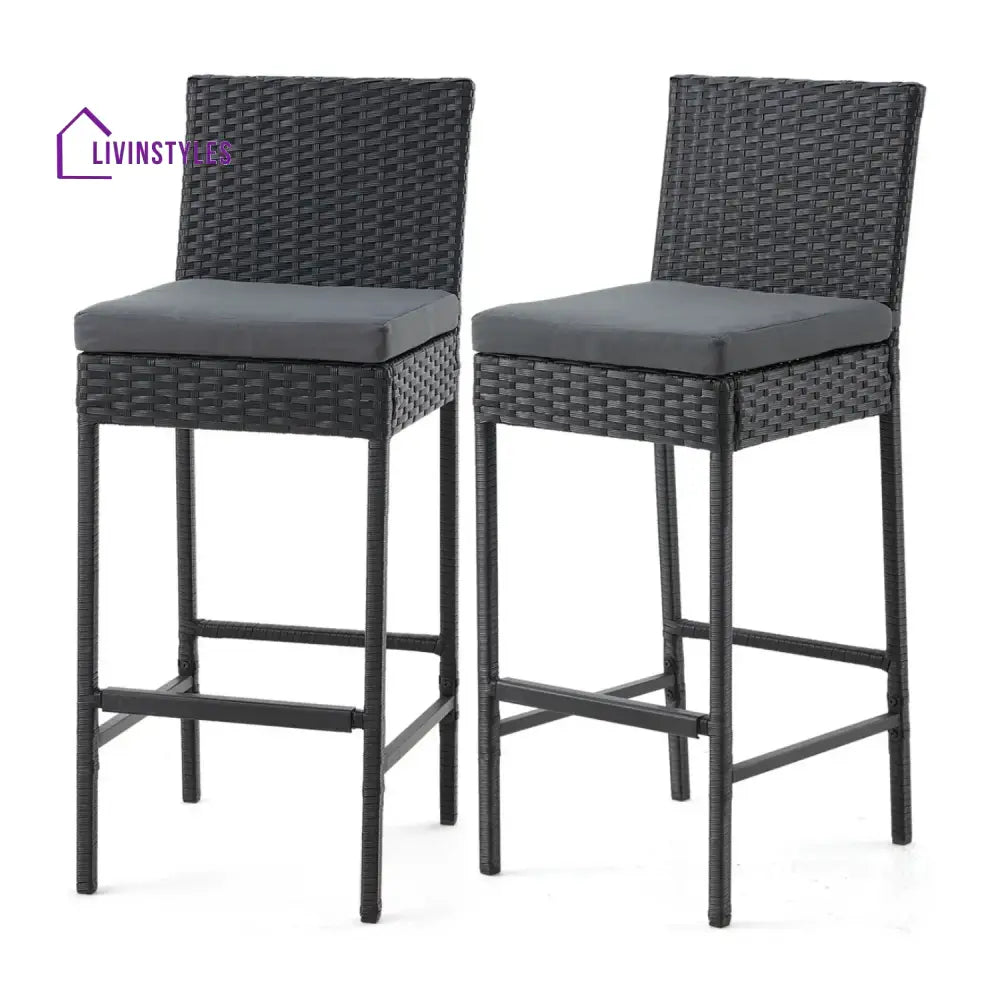 Thekla Outdoor Rattan Wicker Bar Chairs Set of 2 - Bar Chairs