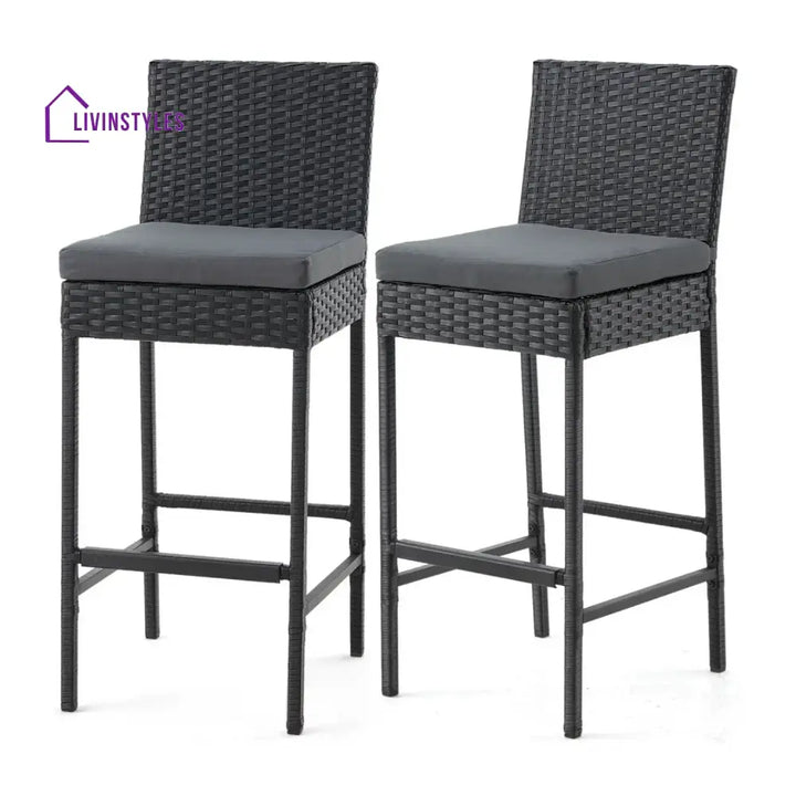 Thekla Outdoor Rattan Wicker Bar Chairs Set of 2 - Bar Chairs