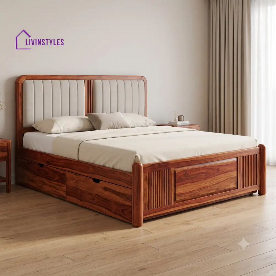 Theo Premium Wooden Bed with Drawer Storage | King Size Bed & Queen Size Bed Online