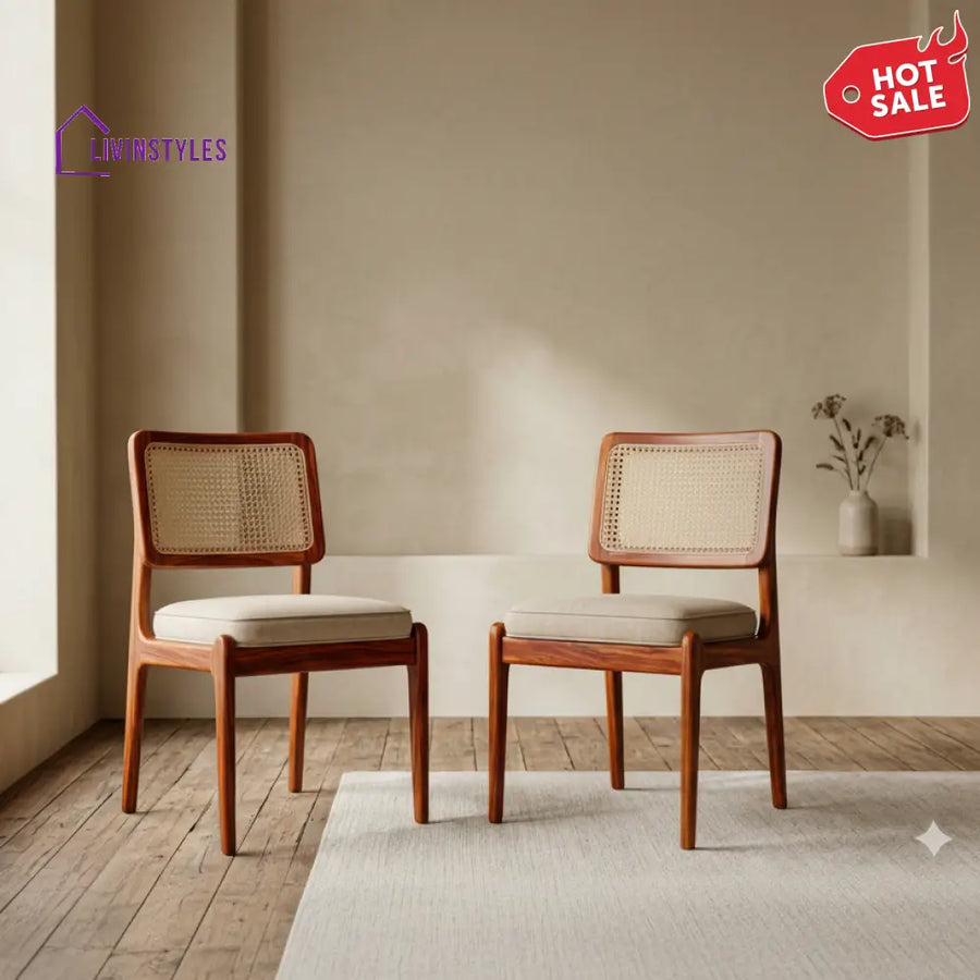 Theo Sheesham Wood Dining Chairs - Set of 2 (Honey Finish)