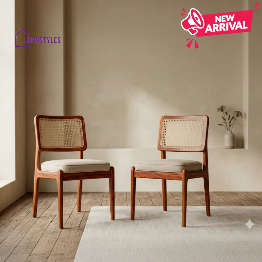 Theo Sheesham Wood Dining Chairs - Set of 2 (Honey Finish)