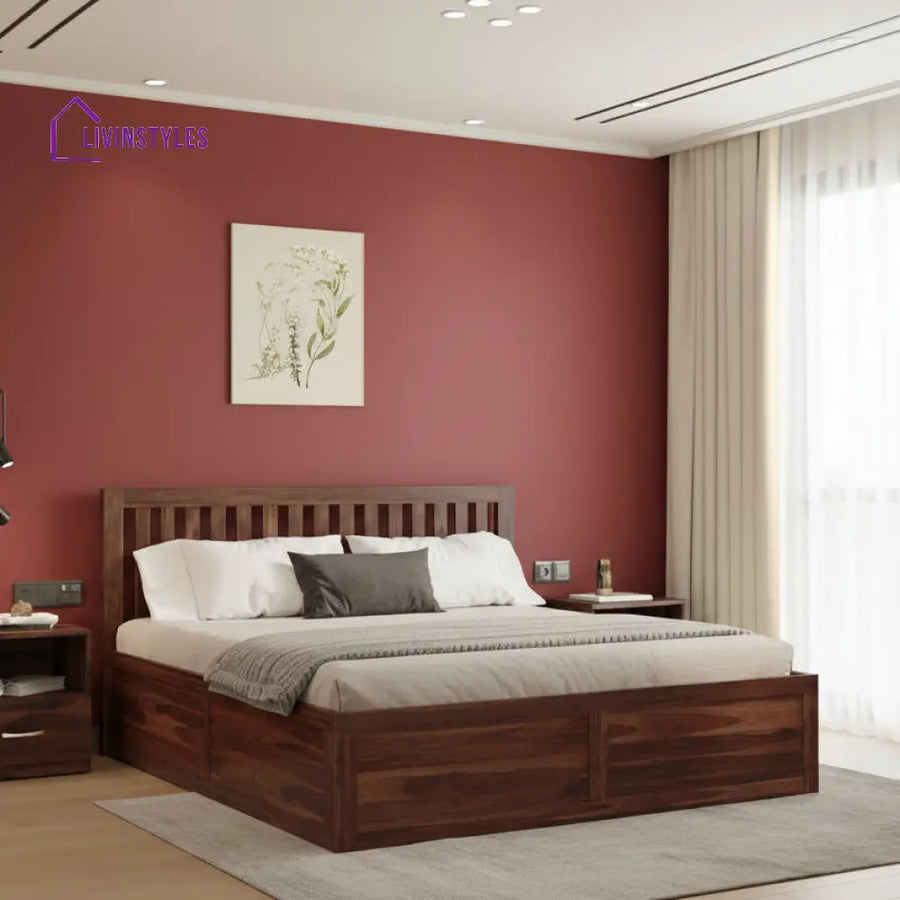 Thinh Solid Wood Queen Bed with Box Storage
