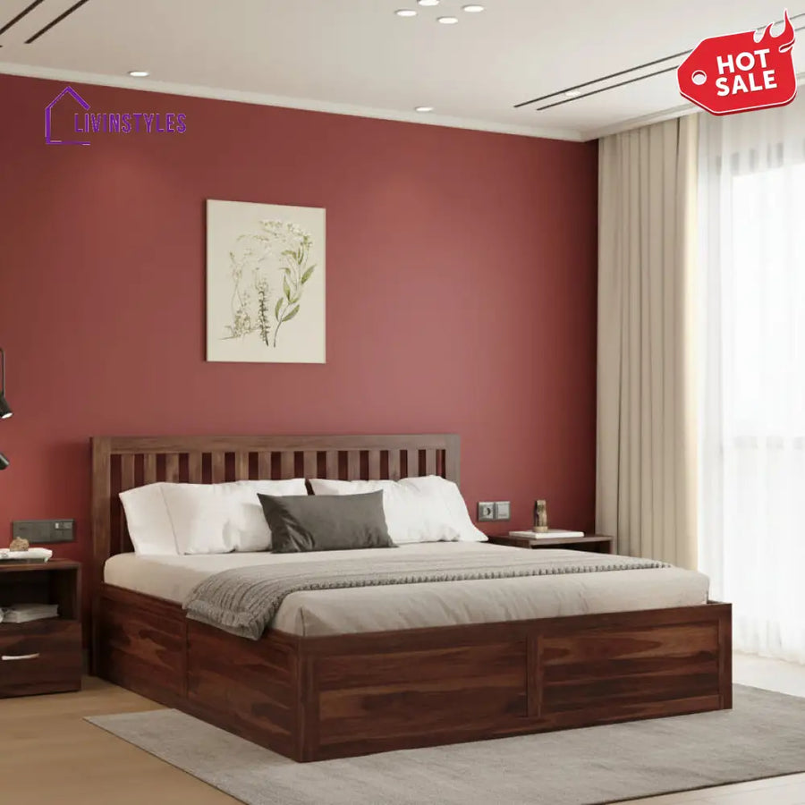 Thinh Solid Wood Queen Bed with Box Storage