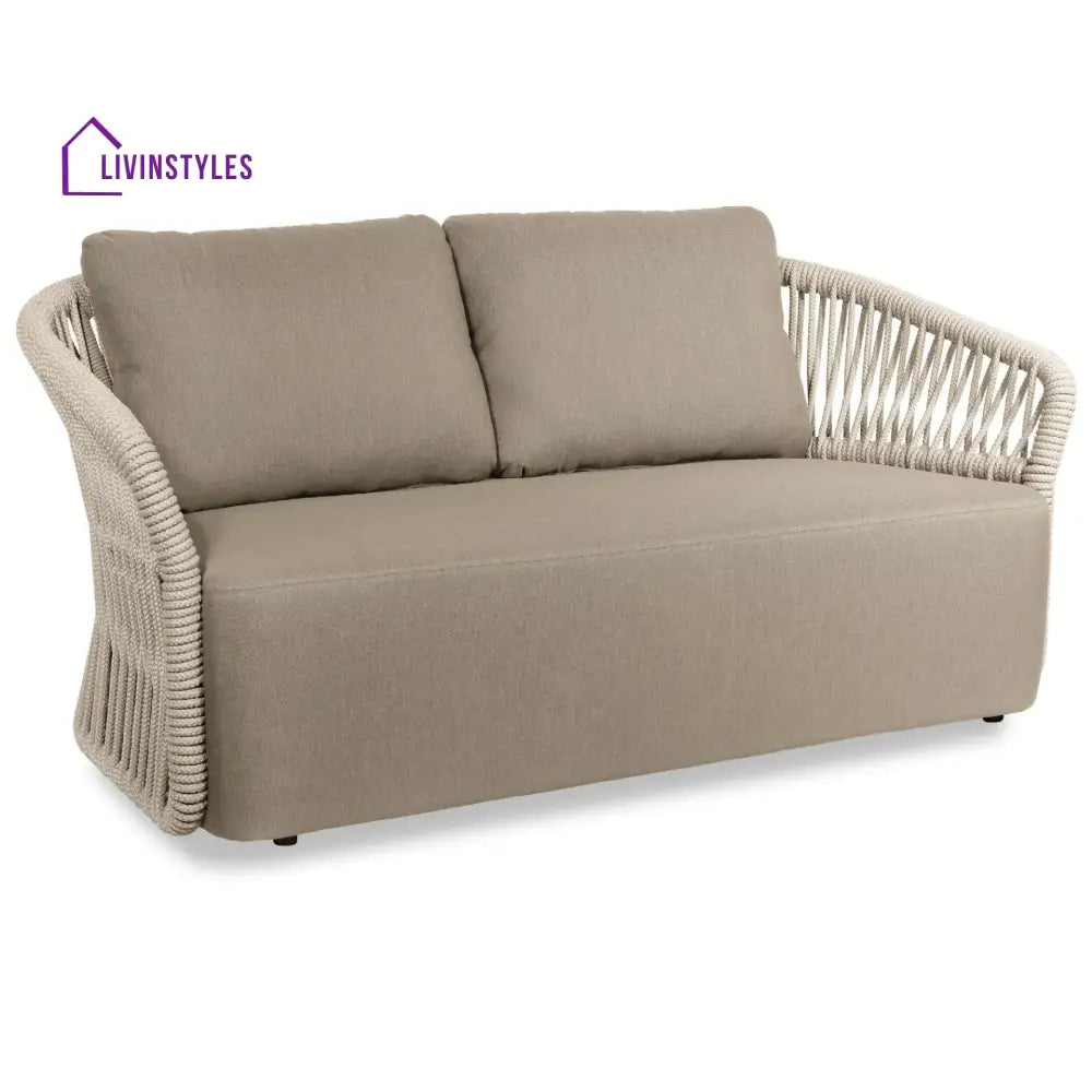 Thoma Outdoor Garden Balcony Sofa Set 2 Seater 2 Single Seater 1 Center Table Set Braid & Rope (Beige) - Sofa Sets